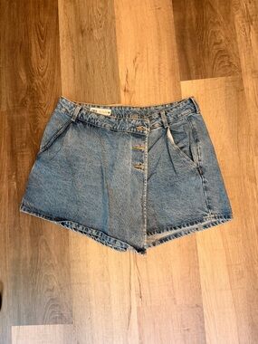 Zara Light Blue Denim Skort Shorts